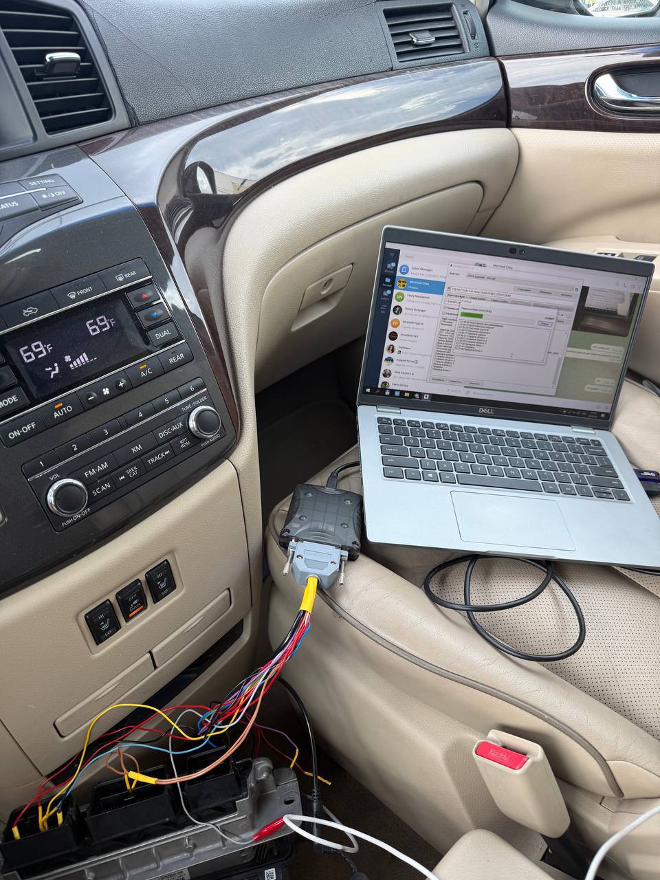 Automotive module programming inside a vehicle